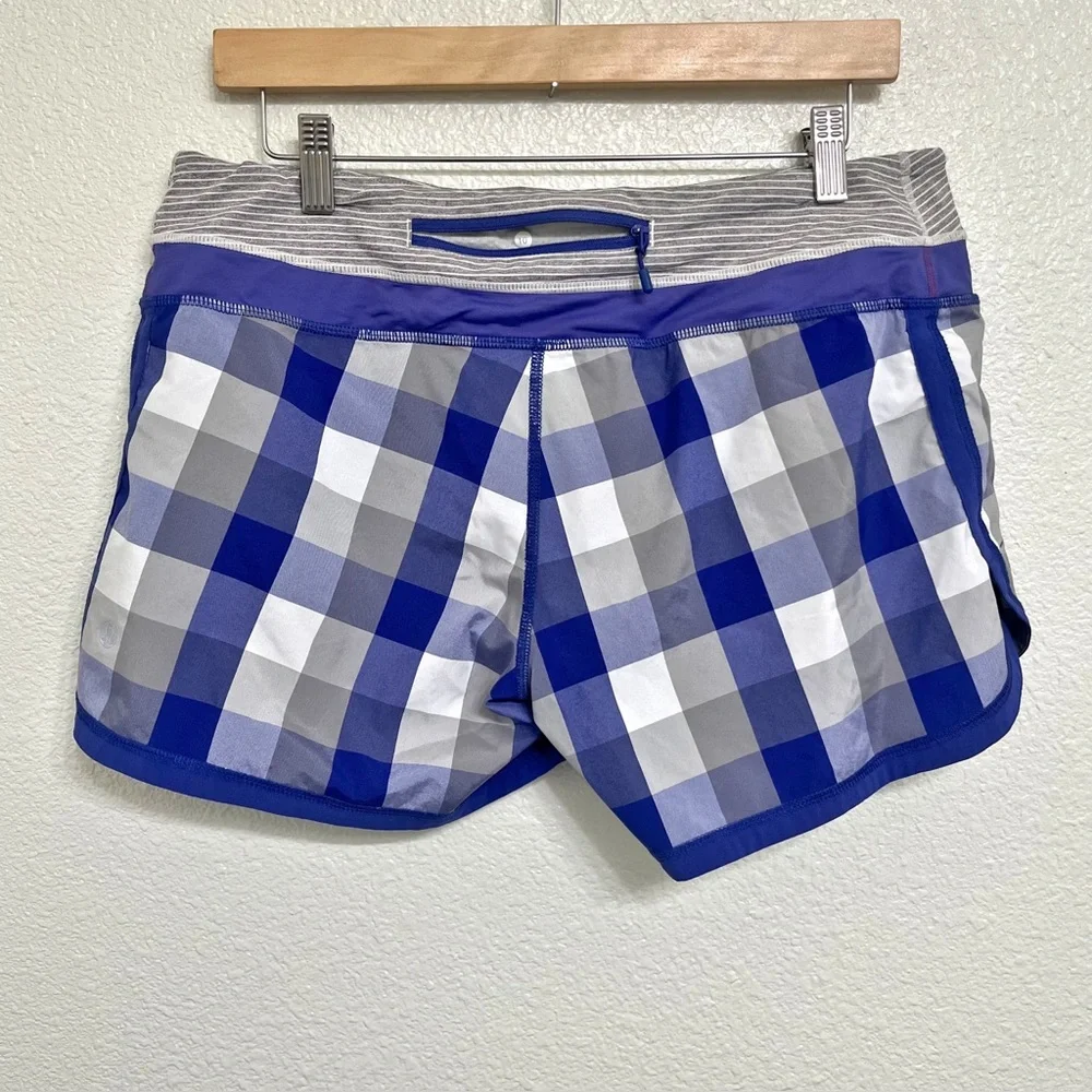 Lululemon Groovy Run Shorts Blue Plaid Size 10